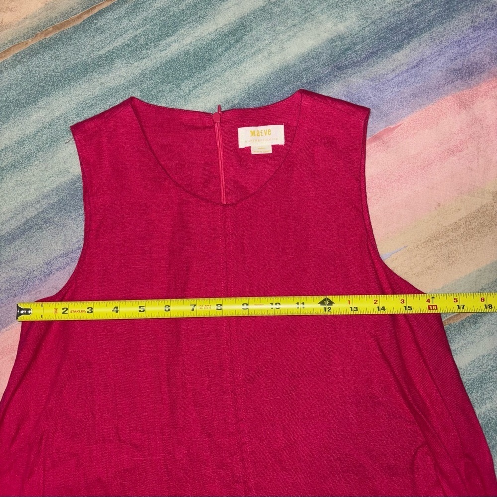Maeve 100% Linen Melbourne Swing Dress size XS pink Anthropologie dress - Picture 10 of 11